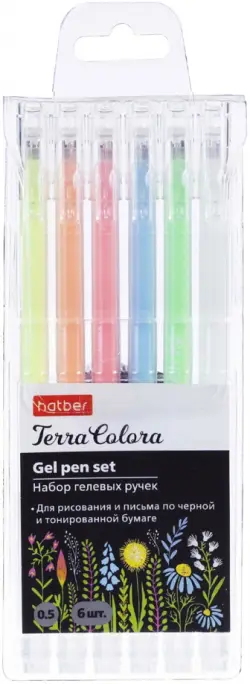 Набор гелевых ручек Terra Colora NeoGel, 6 штук, для тонированной бумаги