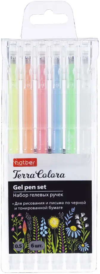 Набор гелевых ручек Terra Colora NeoGel, 6 штук, для тонированной бумаги