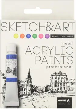 Краски акриловые Sketch&Art, 6 цветов, неоновые