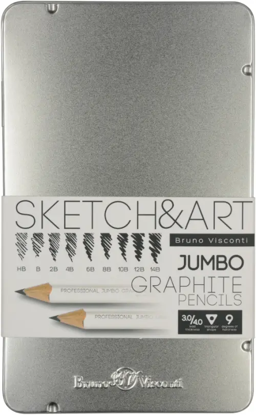 Набор из 9 чернографитовых карандашей Sketch&Art Jumbo, HB-14B