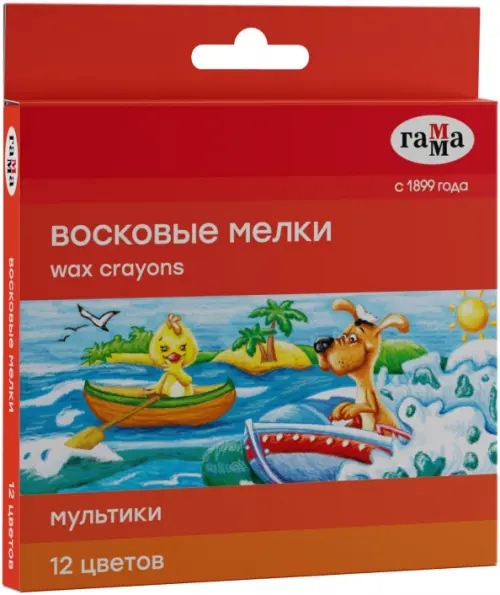 

Мелки восковые Мультики, 12 цветов, Красный