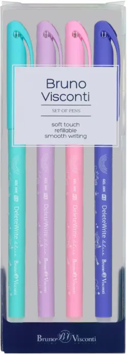 Набор из 4 ручек со стираемыми чернилами DeleteWrite. Единороги, 0.5 мм, синий