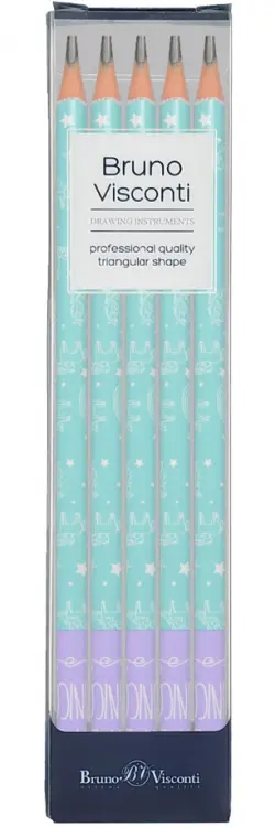 Набор из 5 чернографитовых карандашей. Единорог, НВ