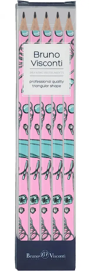 

Набор из 5 чернографитовых карандашей Happy Graphix. Pink dream, НВ, Фиолетовый