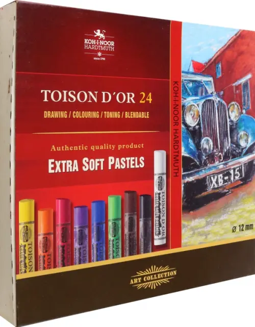 

Пастель сухая художественная Toison d`Or Extra Soft 8554, 24 цвета, Красный