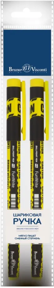 Набор из 2 синих шариковых ручек FunWrite Keep Away Caution 05 мм 129₽