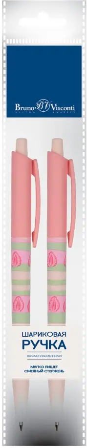 

Набор из 2 синих шариковых ручек HappyClick. Ягодные тортики. Клубника, 0.5 мм, Красный