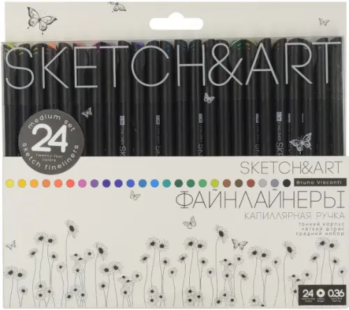 

Набор скетч-линеров Black Edition, 24 цвета, Белый