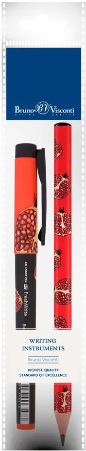 Ручка шариковая FreshWrite синяя и карандаш чернографитный HappyGraphix Jumbo Гранат 4B 95₽