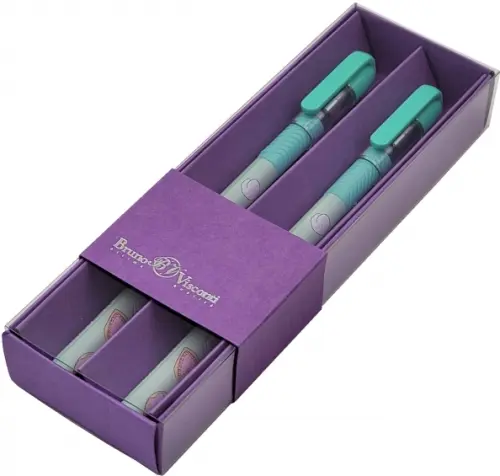 

Набор шариковых ручек MagicWrite. Сладкое настроение. Сердечки, синие, 2 штуки, Фиолетовый