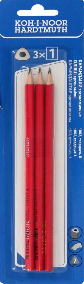 

Карандаши чернографитные Triograph, B, 3 штуки