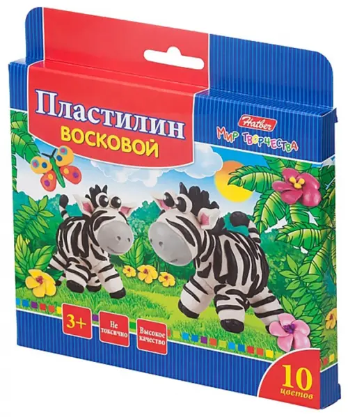 Пластилин восковой Забавные зверята 10 цветов со стеком 128₽