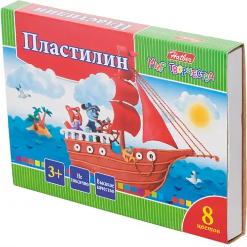 

Пластилин Ушастики, 8 цветов, со стеком, Зелёный