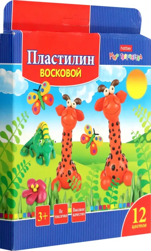 Пластилин восковой Забавные зверята 12 цветов со стеком 139₽