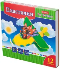 Пластилин Ушастики, 12 цветов, со стеком