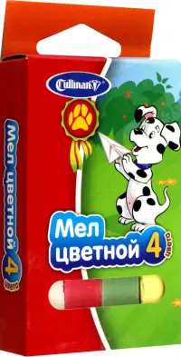 Мел школьный цветной, 4 штуки