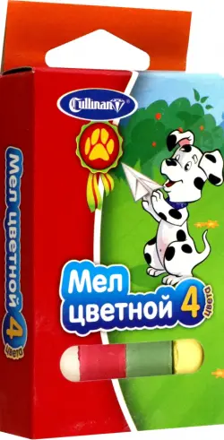 Мел школьный цветной, 4 штуки