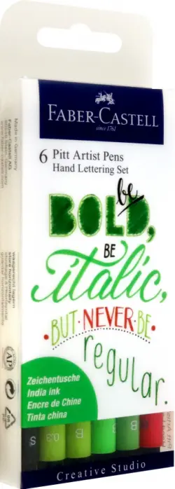 Ручки капиллярные Lettering, 6 цветов