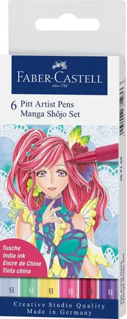 Ручки капиллярные Brush Manga Shojo, 6 цветов