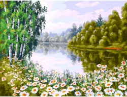 Живопись на холсте. В ромашковом краю