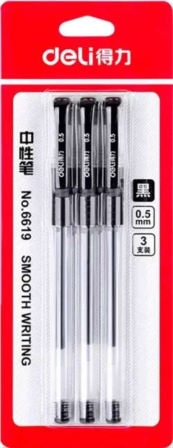 Набор гелевых ручек, черных, 3 штуки