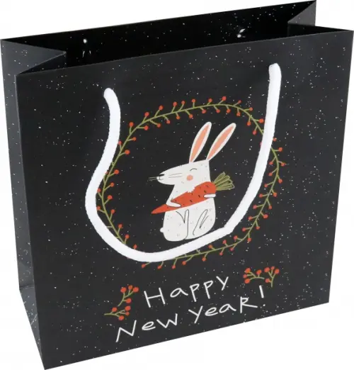 

Пакет подарочный, Кролик на черном, Чёрный