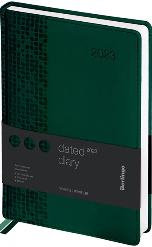 

Ежедневник датированный 2023 Prestige А5, зеленый, Зелёный
