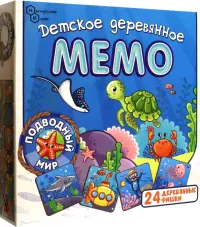 Мемо деревянное Подводный мир, 24 детали