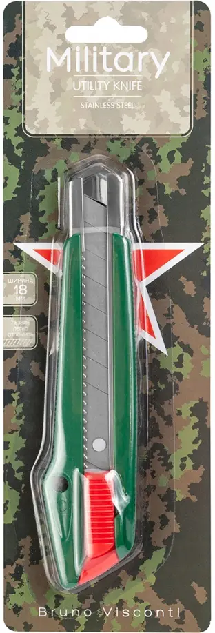 

Нож канцелярский Military, 18 мм, Зелёный