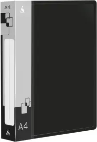 Папка на 4-х кольцах, А4, черная