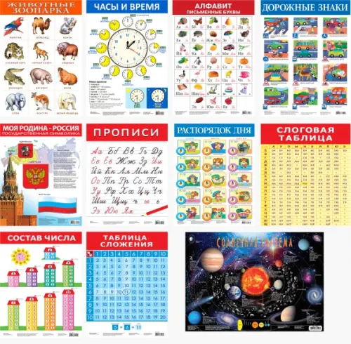 

Комплект из 10 обучающих плакатов для детей 5-7 лет