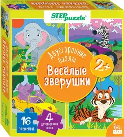 Puzzle-16 Веселые зверята, двусторонний