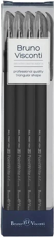

Набор шариковых ручек PointWrite. Black, синих, 4 штуки, Чёрный