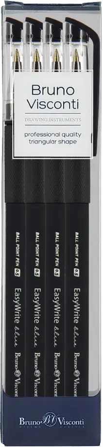 

Набор шариковых ручек EasyWrite. Black, синих, 4 штуки, Чёрный