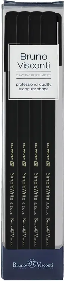 

Набор гелевых ручек SimpleWrite. Black, синих, 4 штуки, Чёрный