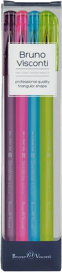 

Набор шариковых ручек SlimWrite. Creative, синих, 4 штуки