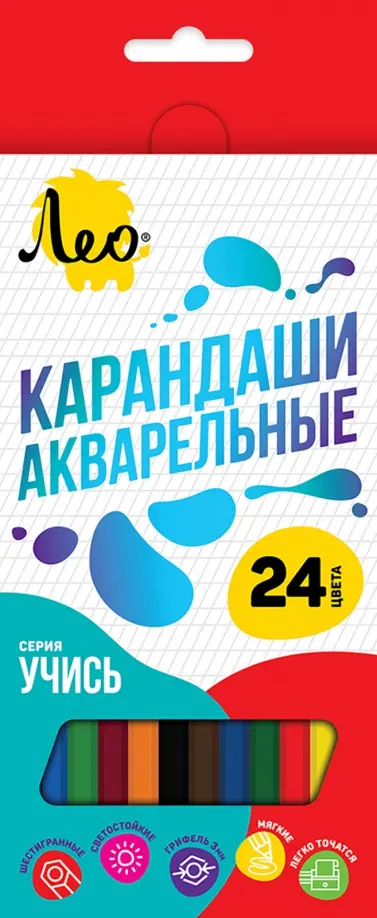 Карандаши акварельные Учись 24 цветов 221₽