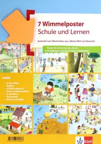 Wimmelposter Schule und Lernen passend zum Wortschatz aus "Meine Welt auf Deutsch". 7 Poster