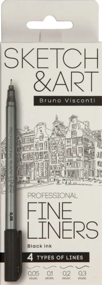 Набор линеров тонких Sketch Art черные 4 штуки 359₽
