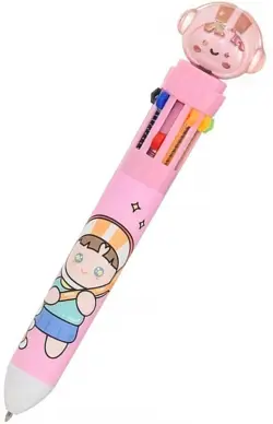 Авторучка 10-ти цветная Мотоциклист, в ассортименте