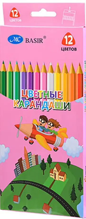 

Карандаши цветные Полёт друзей, 12 цветов, в ассортименте, Красный