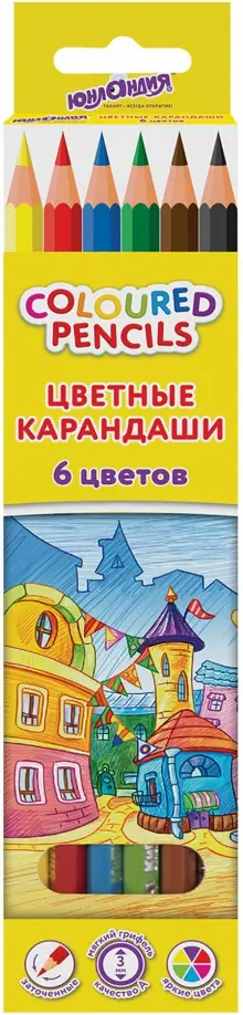 Карандаши цветные Домики, 6 цветов