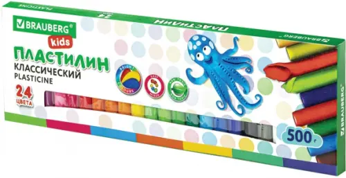 

Пластилин классический Kids, 24 цвета, Зелёный