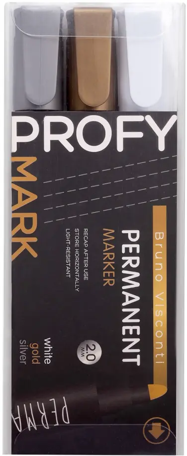 

Набор перманентных маркеров Profymark, 3 штуки, Чёрный