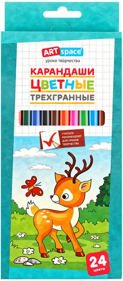 

Карандаши цветные Лесные жители, 24 цвета, Зелёный