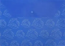 Конверт на кнопке Листочки, A4, синий