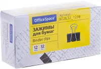 Зажимы для бумаг, черные, 32мм, 12 шт