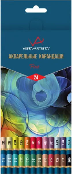 Карандаши акварельные Fine, 24 цвета