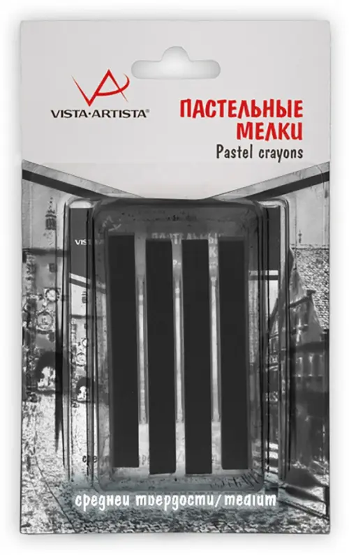 

Пастельные мелки, черные, средней твердости, 4 штуки, Чёрный