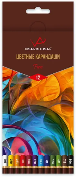 Карандаши цветные Fine, 12 цветов